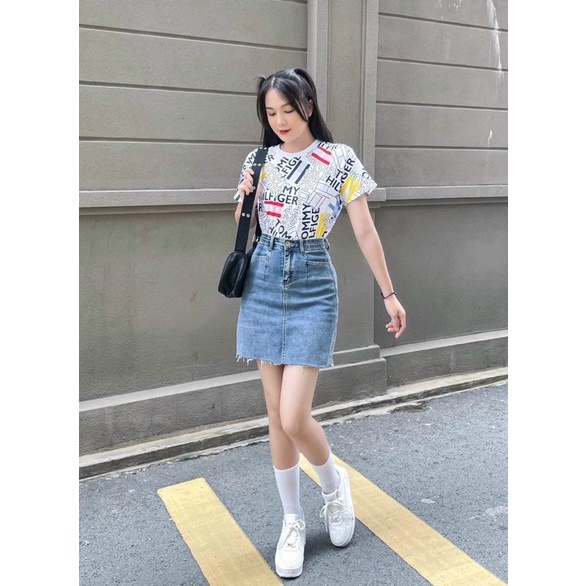 Áo thun cotton xuất dư, in chữ