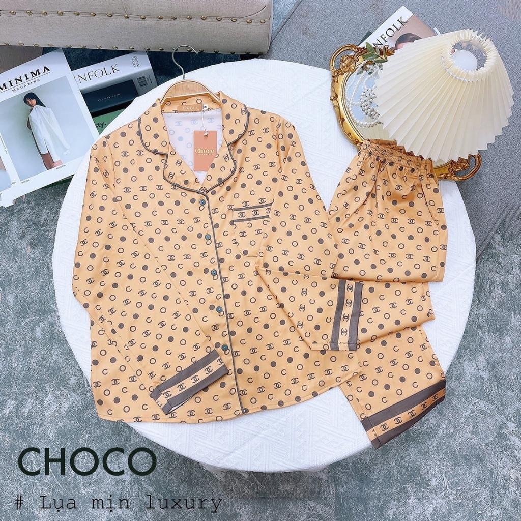 Bộ Pijama Dài Tay- Bộ Mặc Sau Sinh Ở Cữ - Đồ Nữ Mặc Nhà  cao cấp chất lụa mịn Choco Pijamas (Hàng Loại 1)