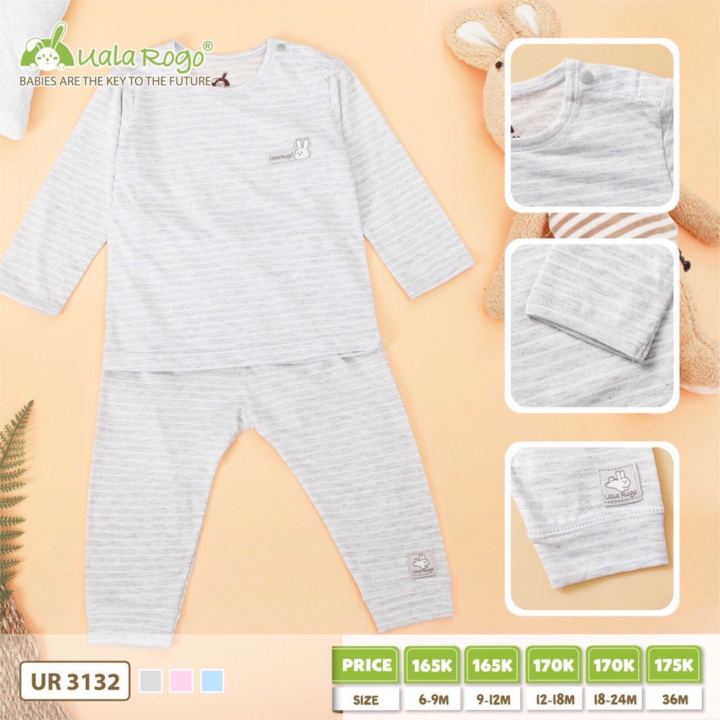 Bộ quần áo dài tay UalaRogo nút cài vai UR3132 Vải Cotton Organic đang rất được ưa chuộng
