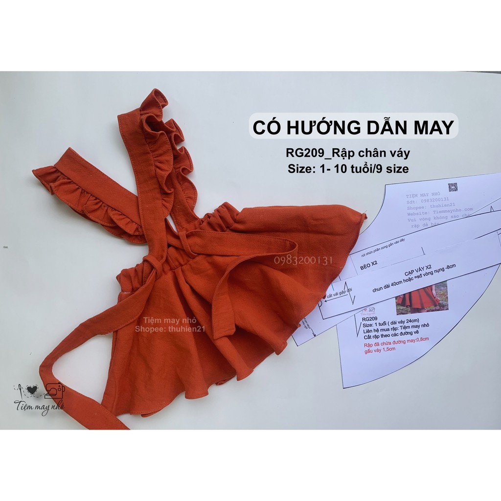 RG209_CÓ HƯỚNG DẪN MAY_rập giấy may chân váy cho bé