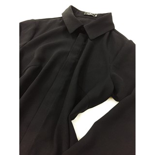 Áo sơ mi đen nữ💖Ảnh thật💖Áo đen dài tay kín đáo