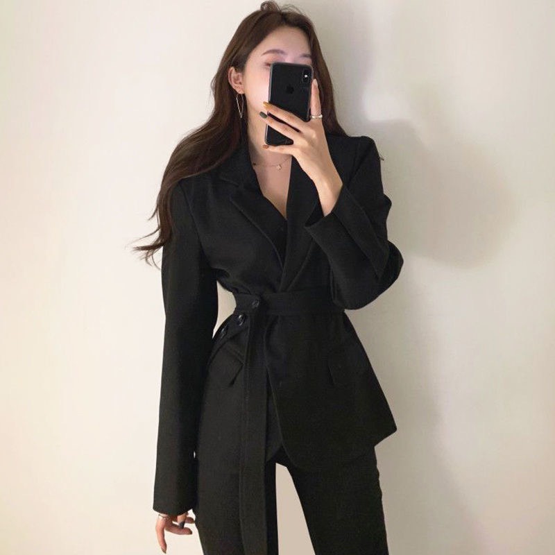 Khoác Blazer Nữ Basic, Áo Khoác Ngoài Mùa Đông Kèm Đai Thắt Eo Form Rộng Kiểu Vintage