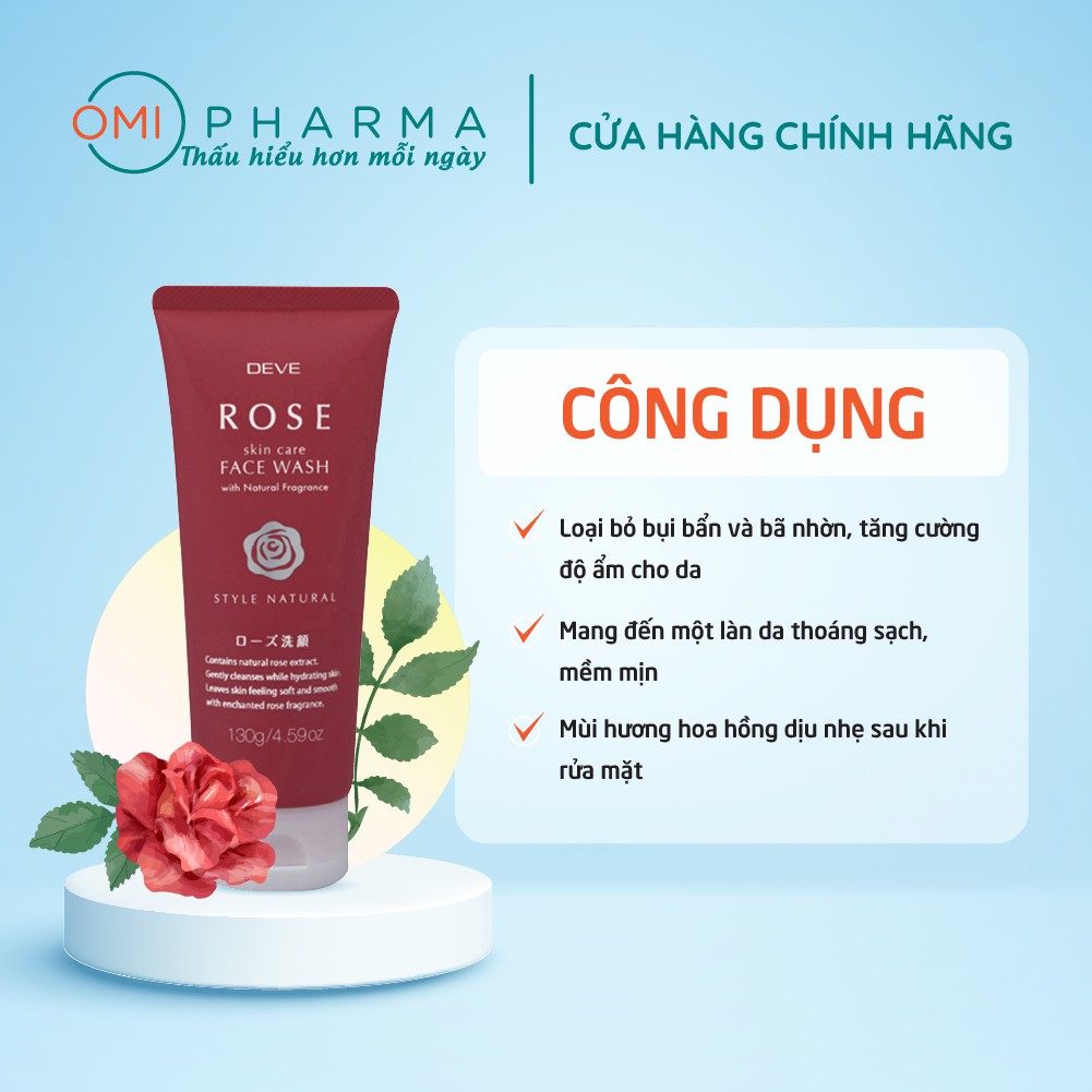 Sữa Rửa Mặt Dưỡng Ẩm Chiết Xuất Hoa Hồng Deve Rose Face Wash (130g)