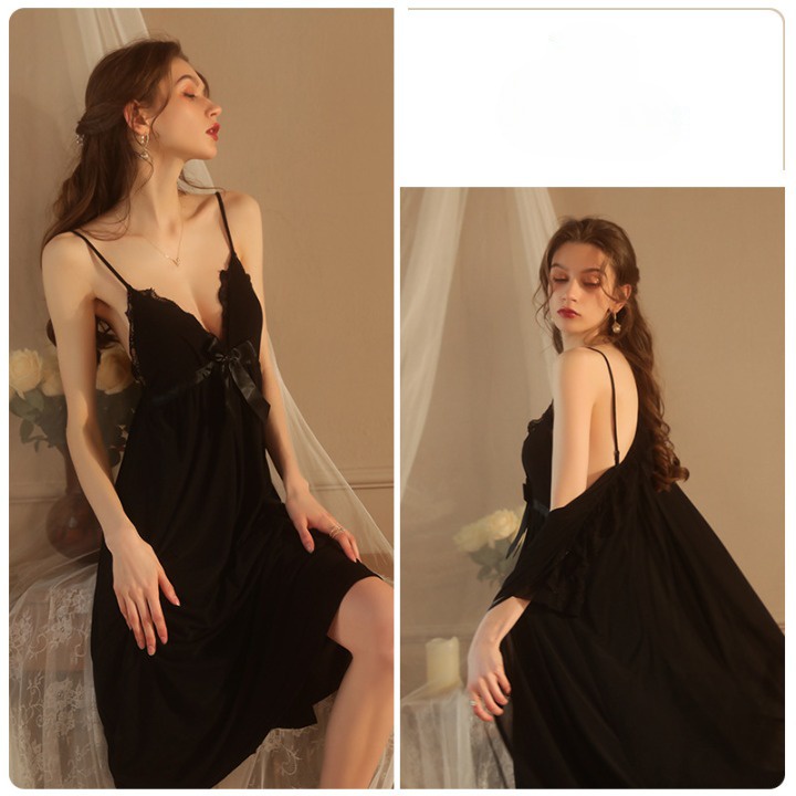 Đầm Ngủ Lụa Váy Ngủ Lụa Phối Ren Chất Lụa Cao Cấp Mềm Mại Gợi Cảm 1727