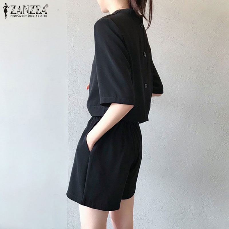 Set áo thun ngắn tay + quần short lưng thun Zanzea thời trang nữ