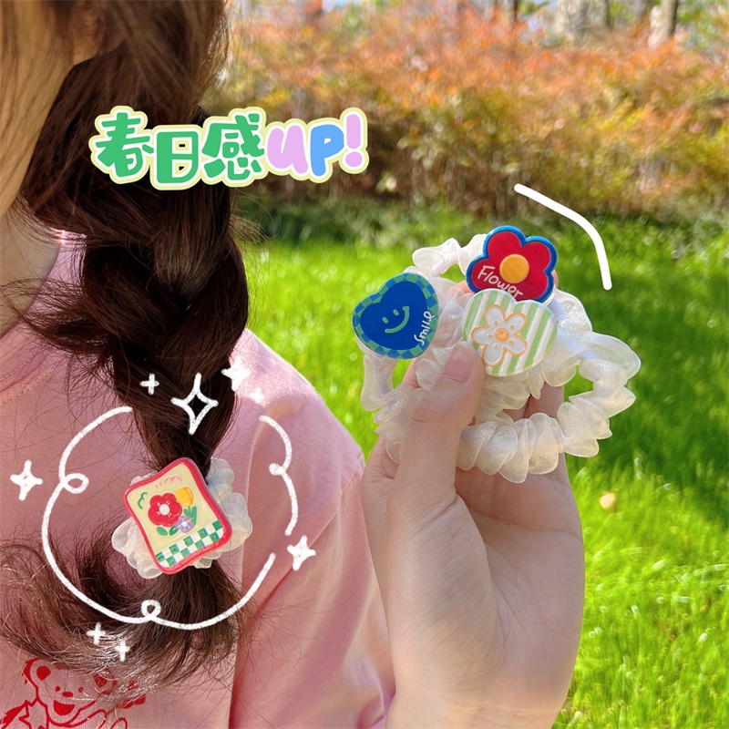 Dây Buộc Tóc Hình Hoa Màu Sắc Kẹo Ngọt Phong Cách Hàn Quốc Thời Trang Cho Nữ F955