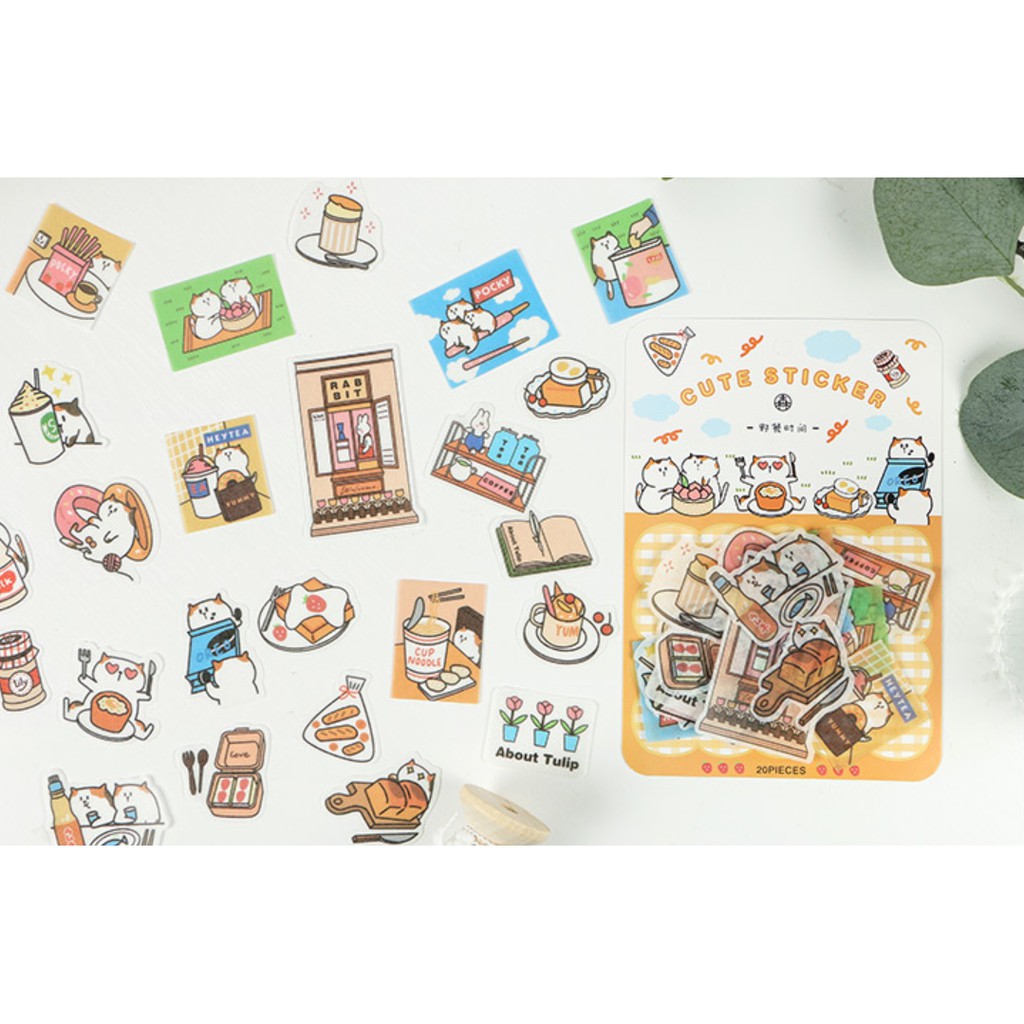 Bộ Hình dán Sticker Sinh Hoạt Vui Vẻ 20 miếng xinh xắn, đáng yêu