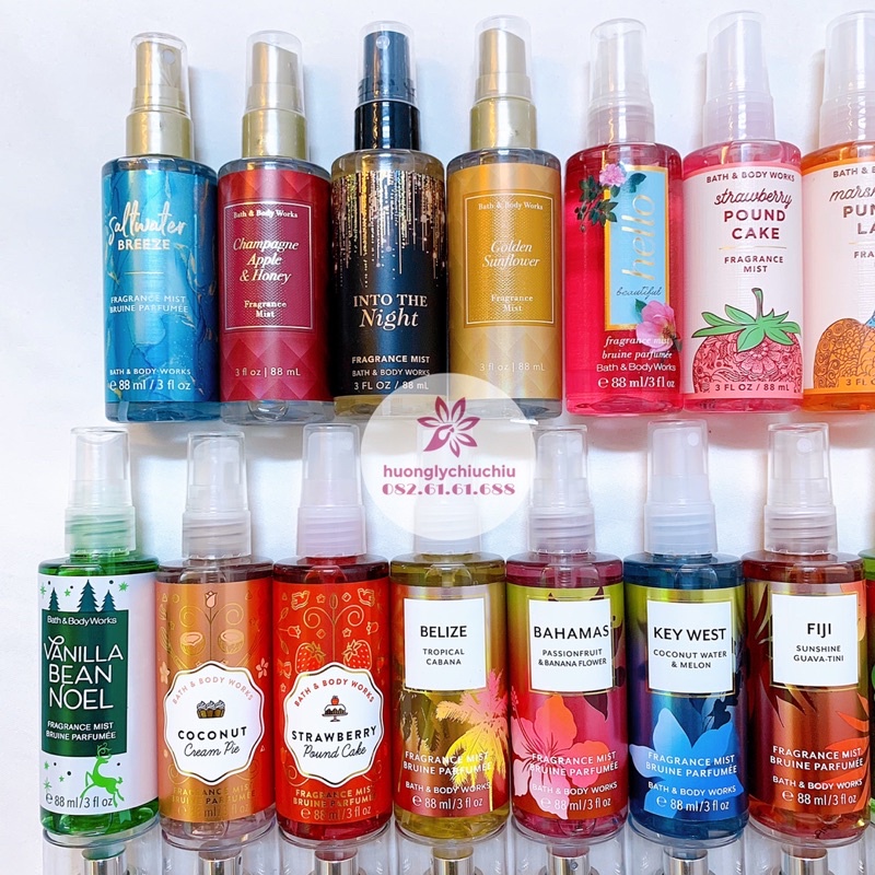 Xịt thơm Bath and Body works 75ml- body mist 88ml nhiều mùi mẫu mới