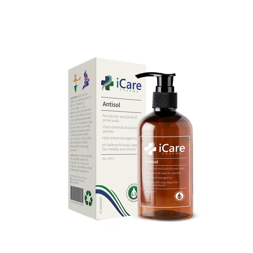 Bộ Sản Phẩm iCare Pharma Dermato, Ezema 50, Dầu Gội Sạch Gàu Antisol | Hỗ Trợ Trị Gàu Ngứa, Nấm Da Đầu Lâu Nă
