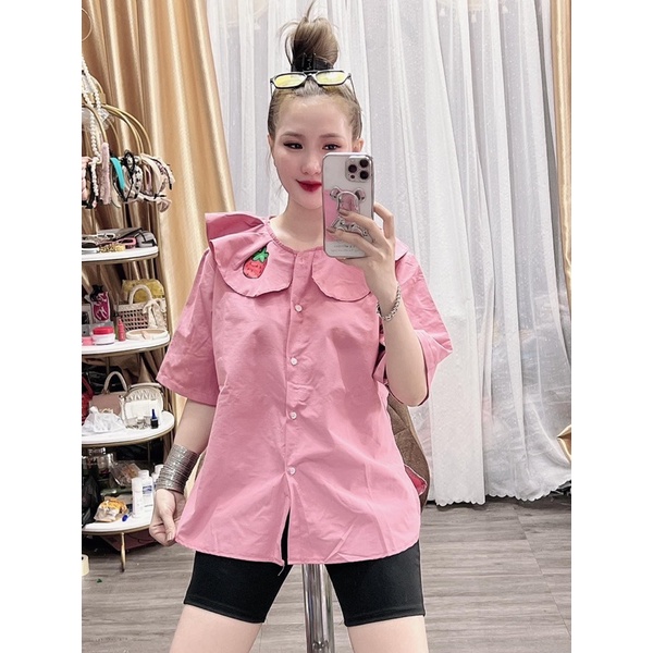 Set Áo SơMi Trái Dâu Bèo Tiểu Thư &amp; quần ngố