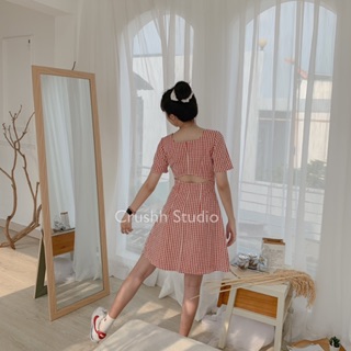 D06 - Đầm caro đỏ
