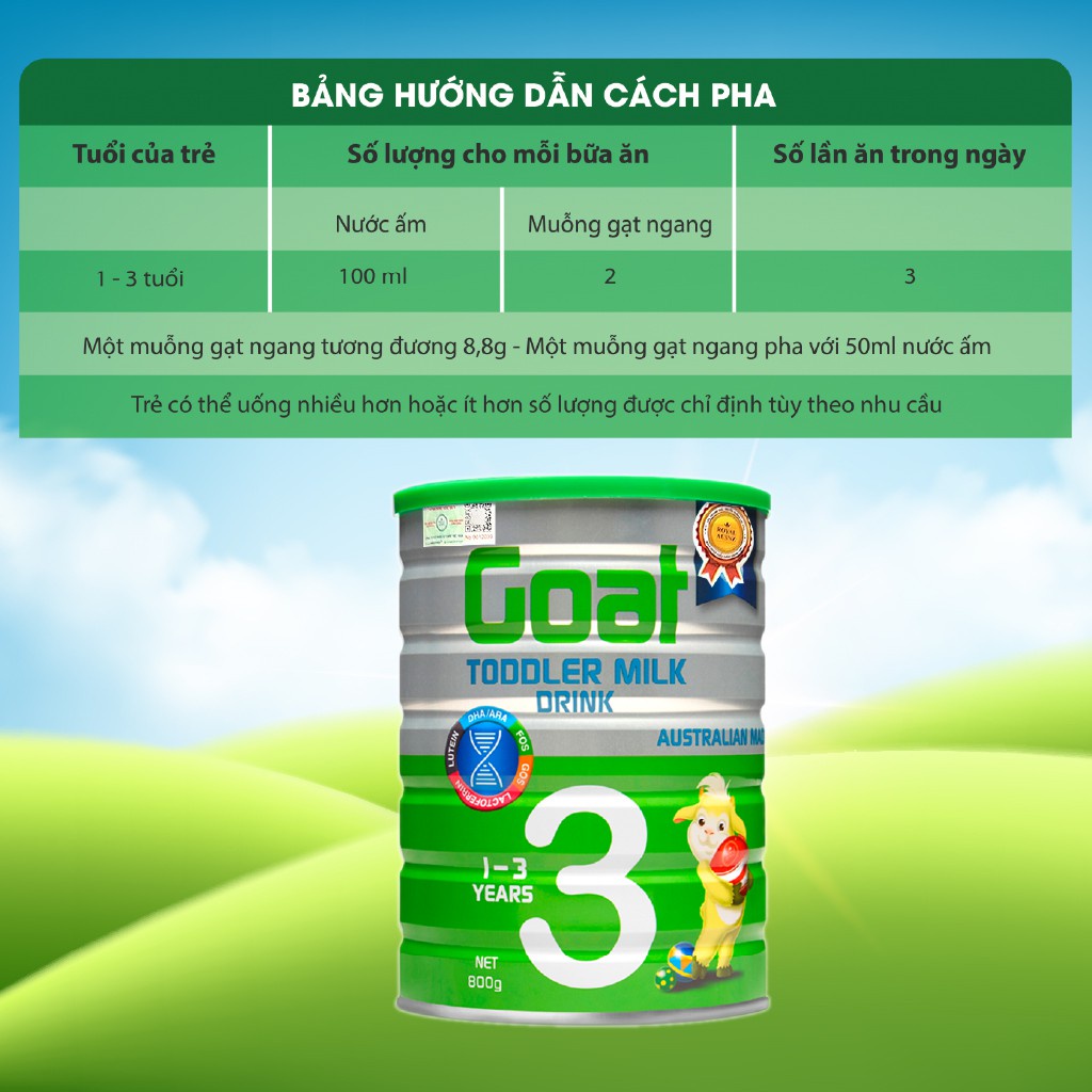 Combo 3 Hộp Sữa Dê ROYAL AUSNZ Goat Toddler Milk 3 Hỗ Trợ Tiêu Hóa, Tăng Cường Hệ Miễn Dịch 800g/hộp