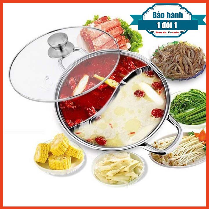 Nồi Lẩu 2 Ngăn Inox Size 32cm