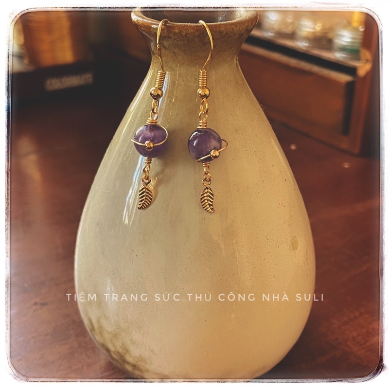 Khuyên tai nữ stones, diy, thủ công, charm lá