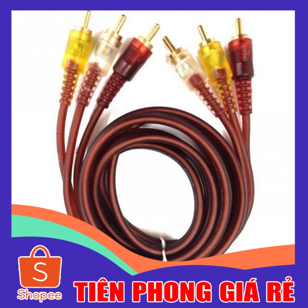 [ GIÁ RẺ ] Dây AV, Dây tín hiệu 3 ra 3 đầu bông sen - 1,5M ( Nâu )