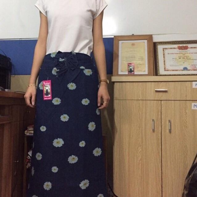 Váy bò hoa, thêu-trơn, quần váy bò