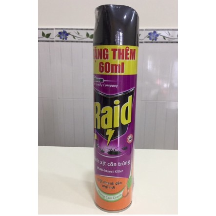 XỊT MUỖI RAID HUƠNG CHANH 600ML + THÊM 60ML GIÁ KHÔNG ĐỔI