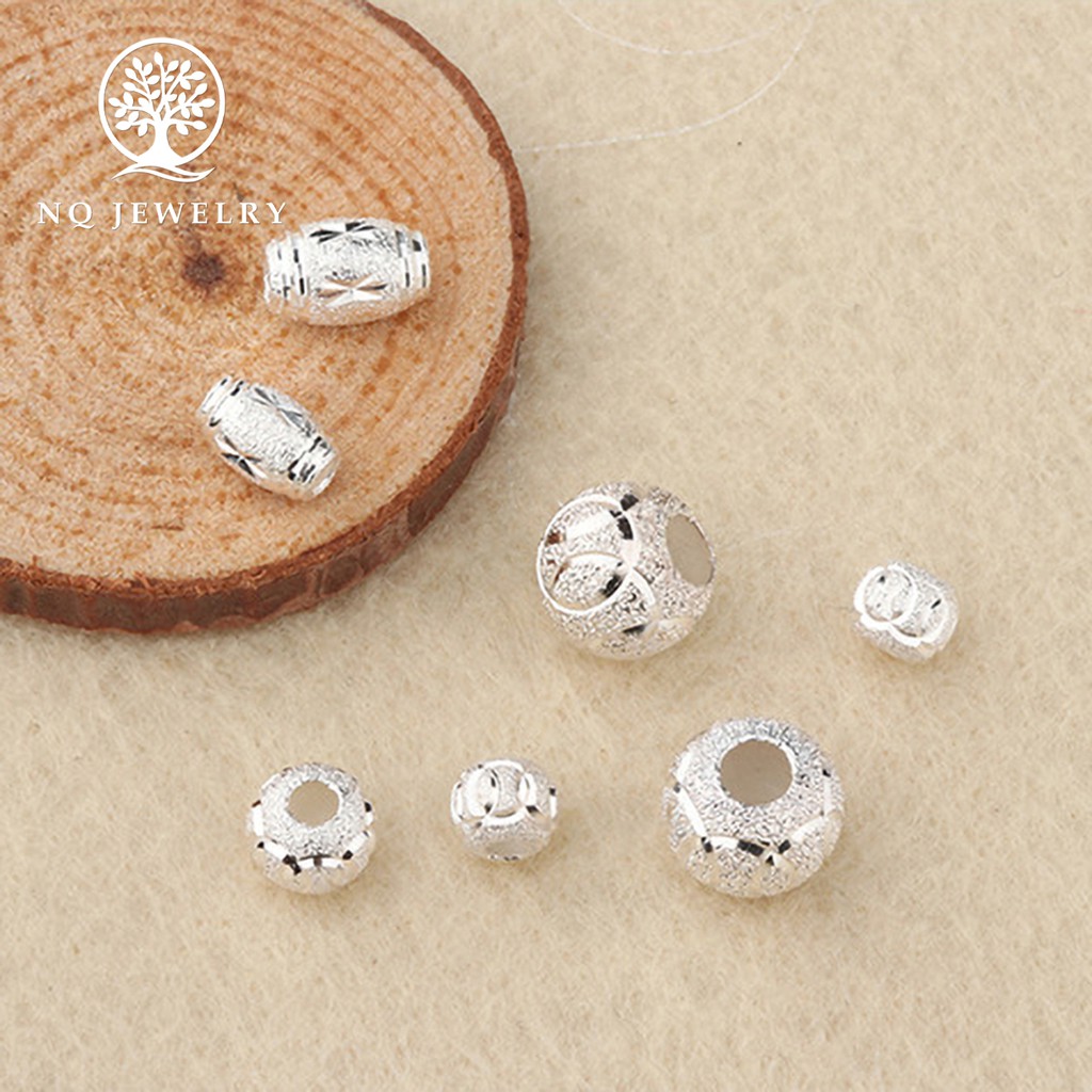 Charm bạc ô liu xỏ ngang (bạc trắng) - NQ Jewelry