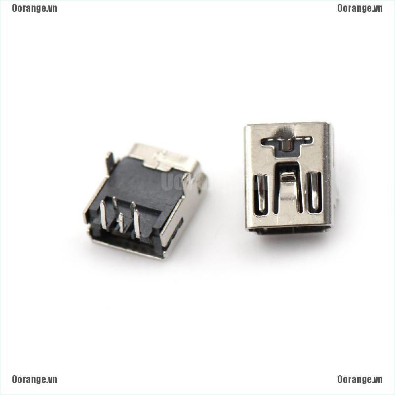 Set 10 Đầu Kết Nối Mini USB Female 5 Pin Type B Right Angle PCB 2 Chấu