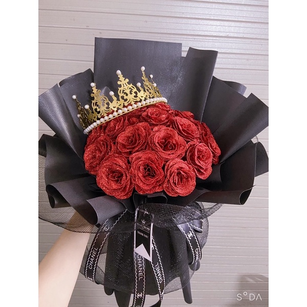 [Hoa sáp nhũ -quà 20-10] Bó hoa nhũ 20 bông siêu sang chảnh ( cao 60x ngang 50cm)