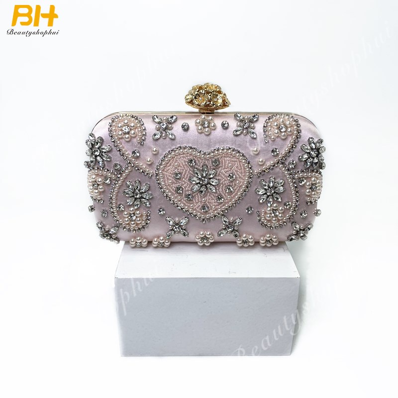 Ví Cầm Tay Đính Hạt Kim Cương Giả Thời Trang Nữ Dự Tiệc 2022