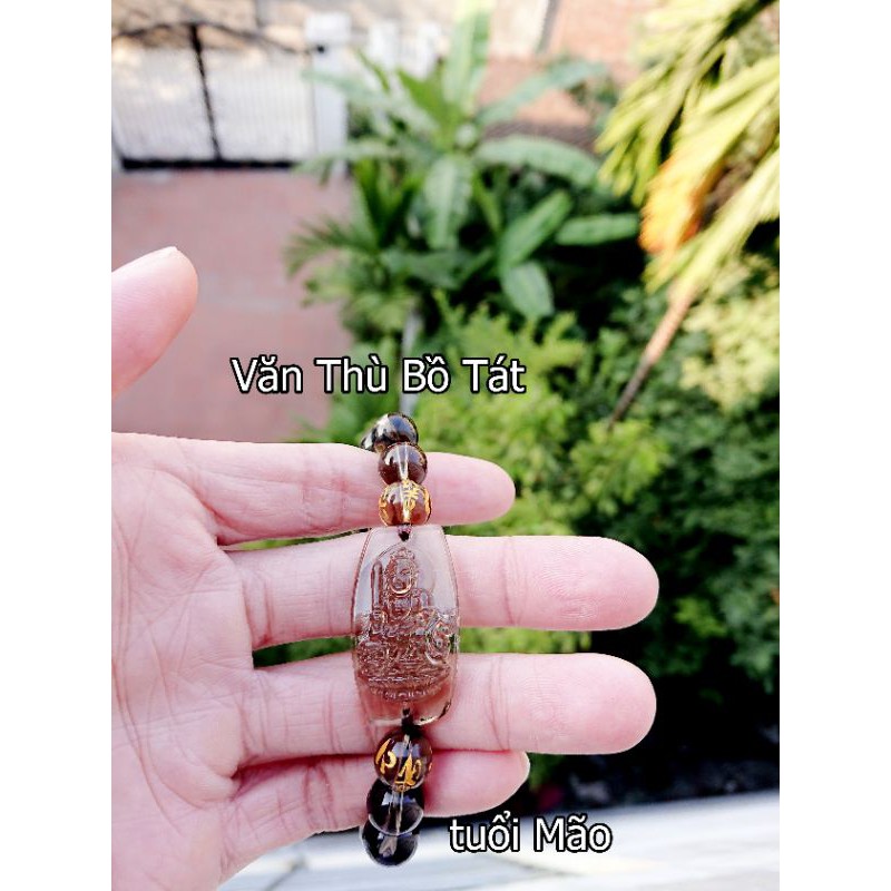 Vòng tay đá phong thủy 8 vị phật hộ mệnh nâu khói