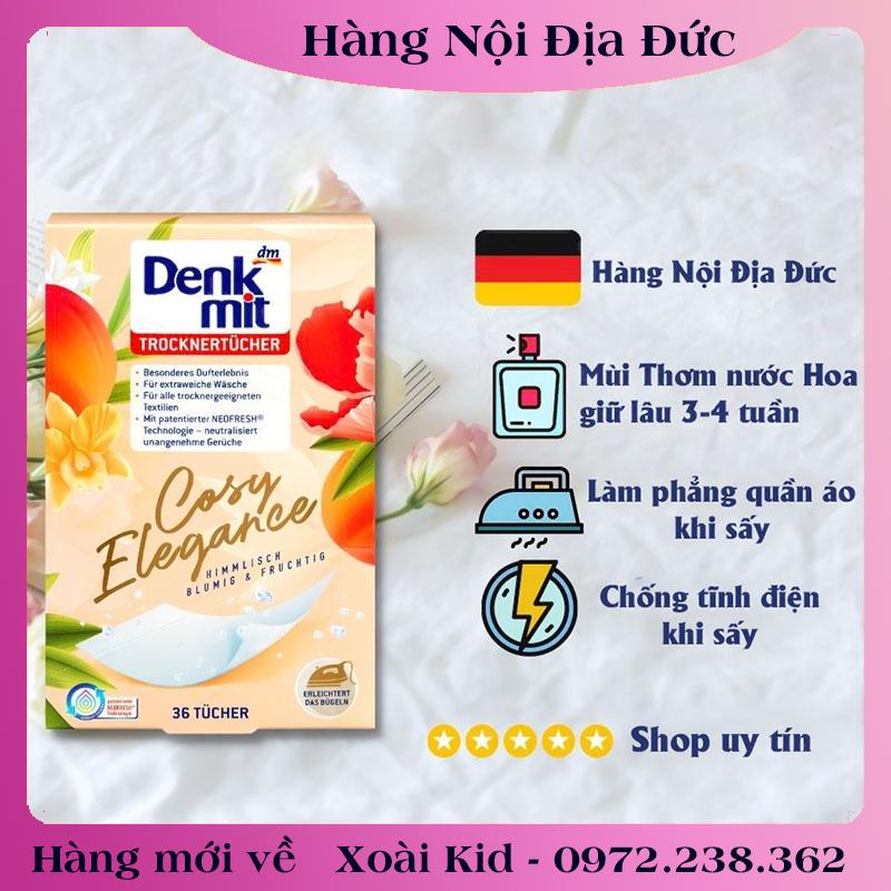 GIẤY THƠM QUẦN ÁO DENKMIT, LENOR DÙNG CHO MÁY SẤY, THƠM NGÁT HƯƠNG HOA (NGUYÊN HỘP 36 MIẾNG)- Nội địa Đức [Hot]