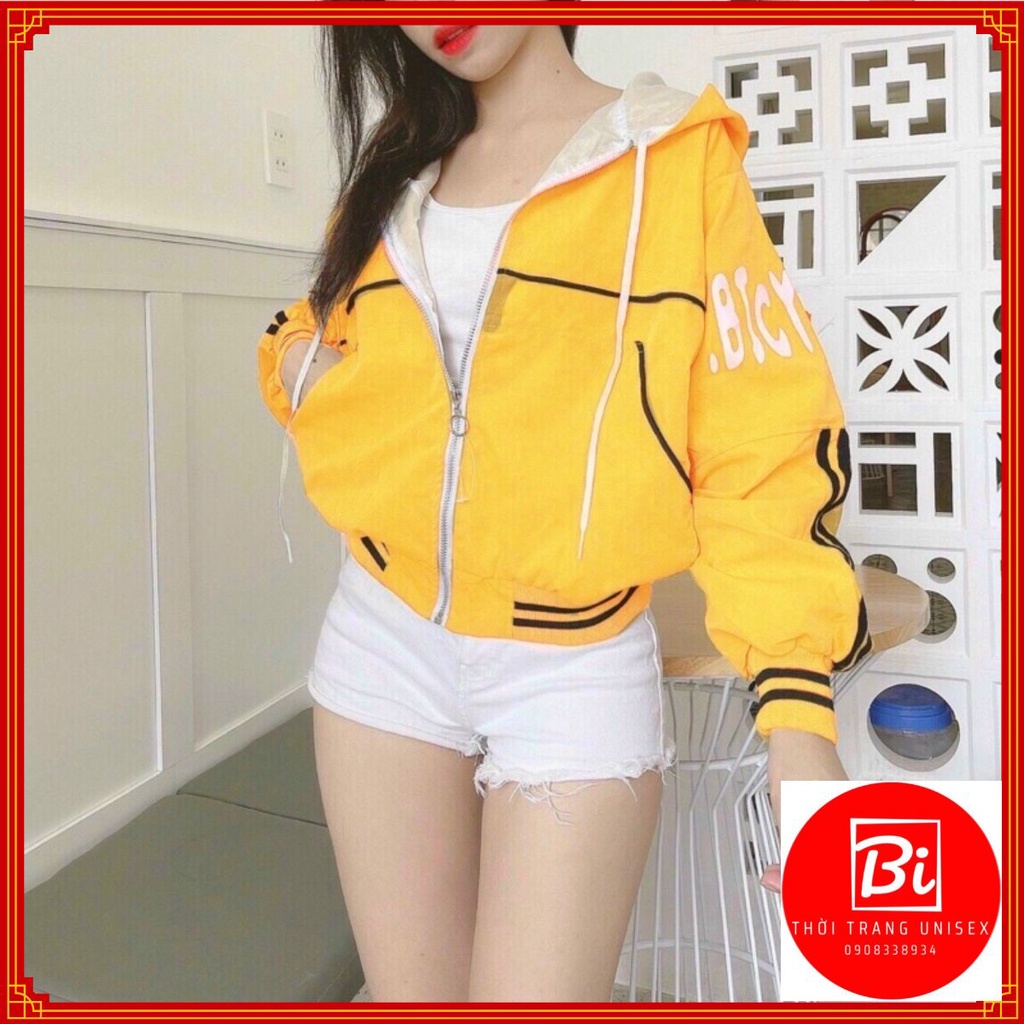 Áo Khoác Dù Nữ Dáng Lửng Phom Rộng Unisex_Tay Cánh Dơi Phồng Nón Rộng_Áo May 2 Lớp Lót Vải Mát