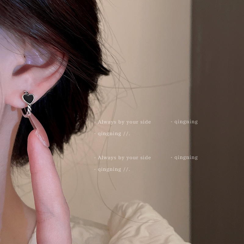 Khuyên tai DREJEW 1 hình trái tim phong cách hip hop thời trang Hàn Quốc đơn giản cá tính