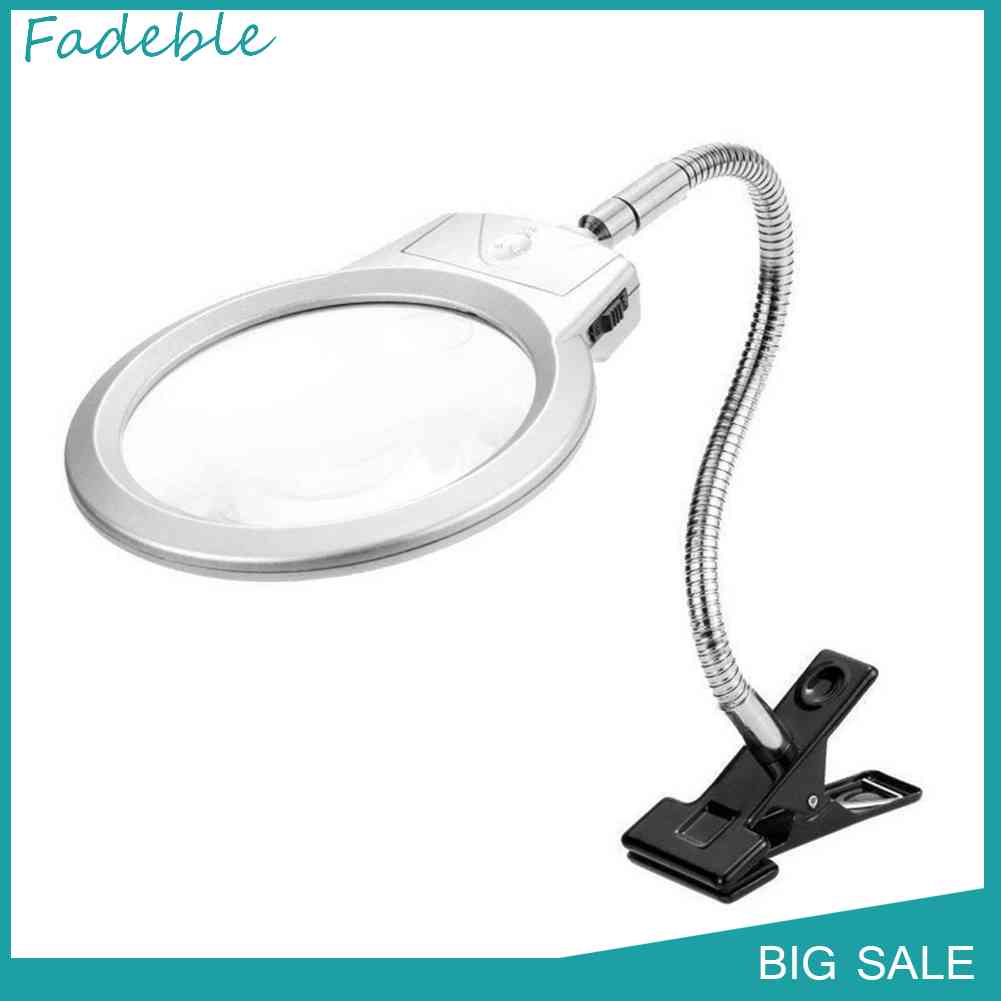 Kính Lúp 2x 5x Kèm Kẹp Và Đèn LED Để Bàn Tiện Dụng