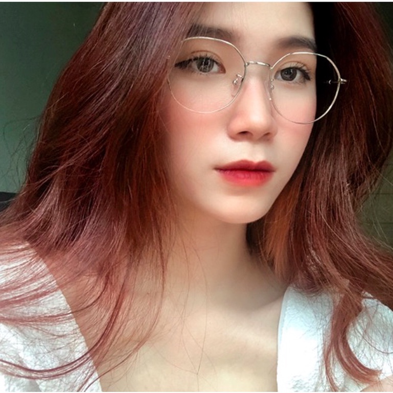 Gọng kính cận nữ LILYEYEWEAR kim loại thiết kế mắt tròn thanh mảnh màu sắc thời trang 2984