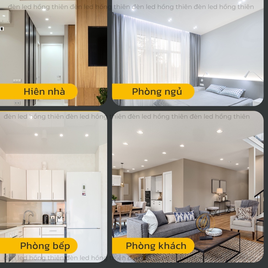 Đèn led âm trần 7w 9w viền vàng, 3 chế độ