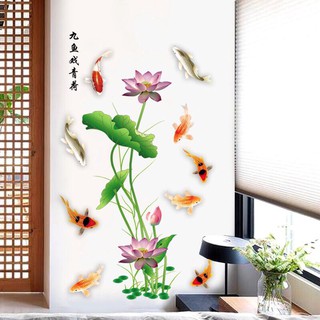Decal dán tường Hoa sen mới 3D 01