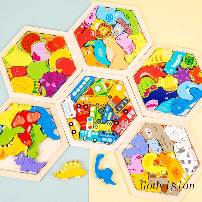Bộ Đồ Chơi Lắp Ráp 3D Bằng Gỗ Họa Tiết Hoạt Hình Montessori Giúp Bé Phát Triển Trí Tuệ