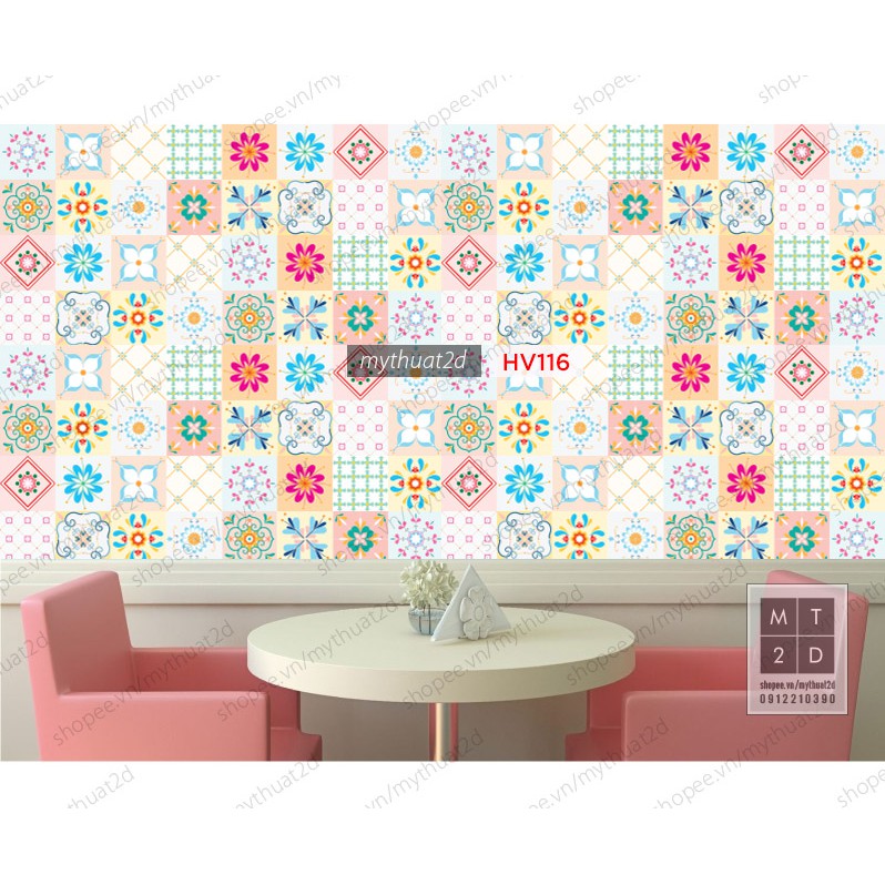 Decal gạch bông - Mua 3 Tặng 1 - màu Pink-Cyal_kt 120x60cm | BigBuy360 - bigbuy360.vn