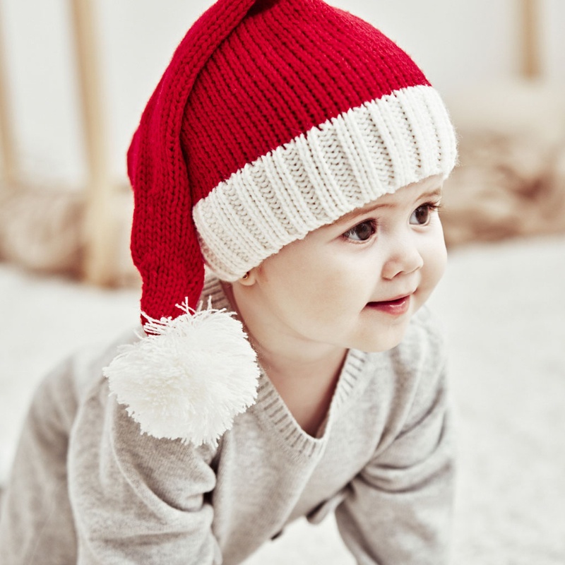Mũ Len Beanie Màu Trơn Giữ Ấm Phong Cách Giáng Sinh Màu Sắc Đơn Giản Dành Cho Mẹ Và Bé