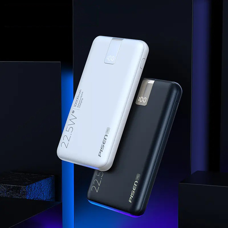 Sạc dự phòng PISEN Pro All 10000mAh , 22.5W (2xQC, 1xPD, Lightning, LED ) - Chính Hãng