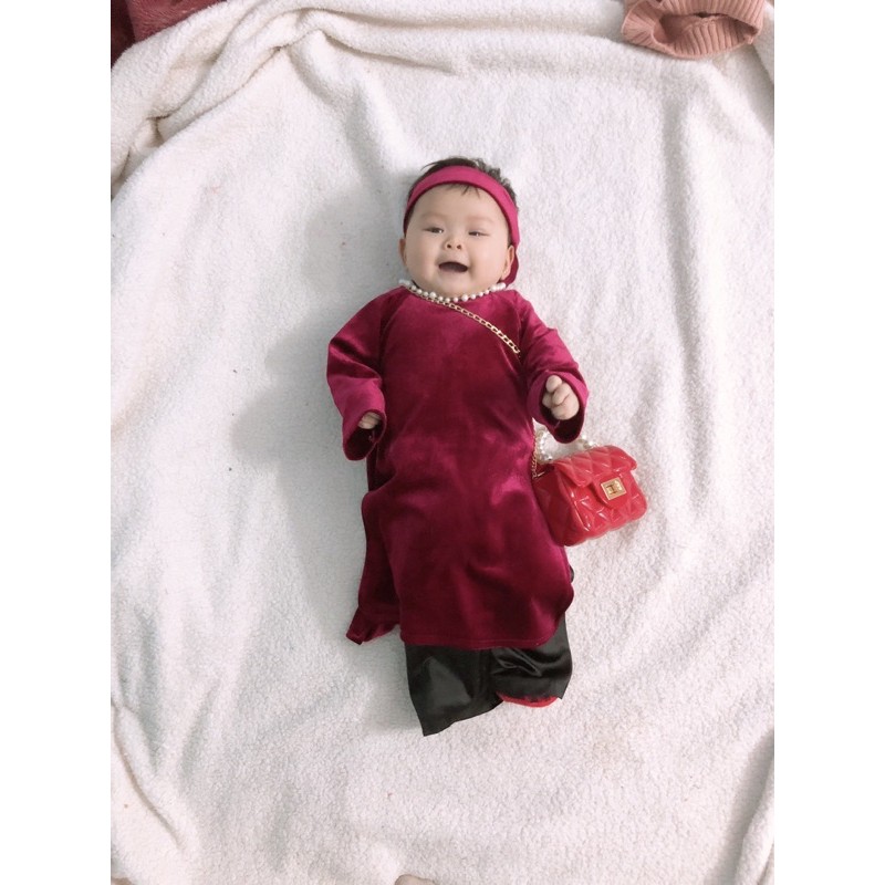 áo dài nhung bé gái