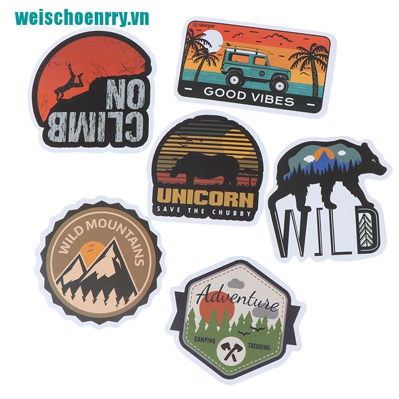 Weis♪Set 50 Miếng Dán Trang Trí Vali / Laptop / Guitar Họa Tiết Phong Cảnh