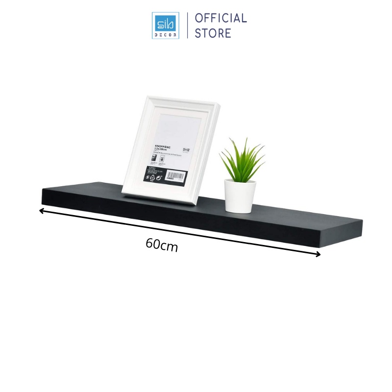 Kệ Gỗ Treo Tường Thanh Ngang Không Giá Đỡ 60x20cm Màu Trắng, Đen, Vân Gỗ Thương Hiệu SIB Decor