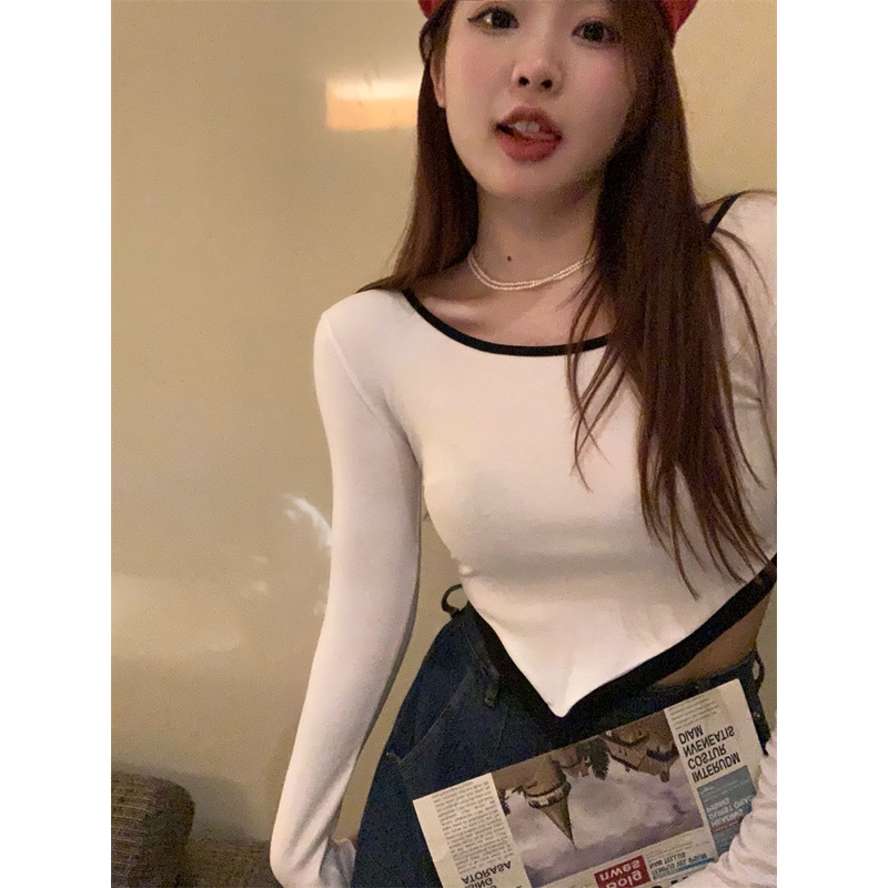 【ZHELIHANGFEI】Áo Dệt Kim Tay Dài Dáng Ôm Quyến Rũ Trẻ Trung Cho Bạn Gái