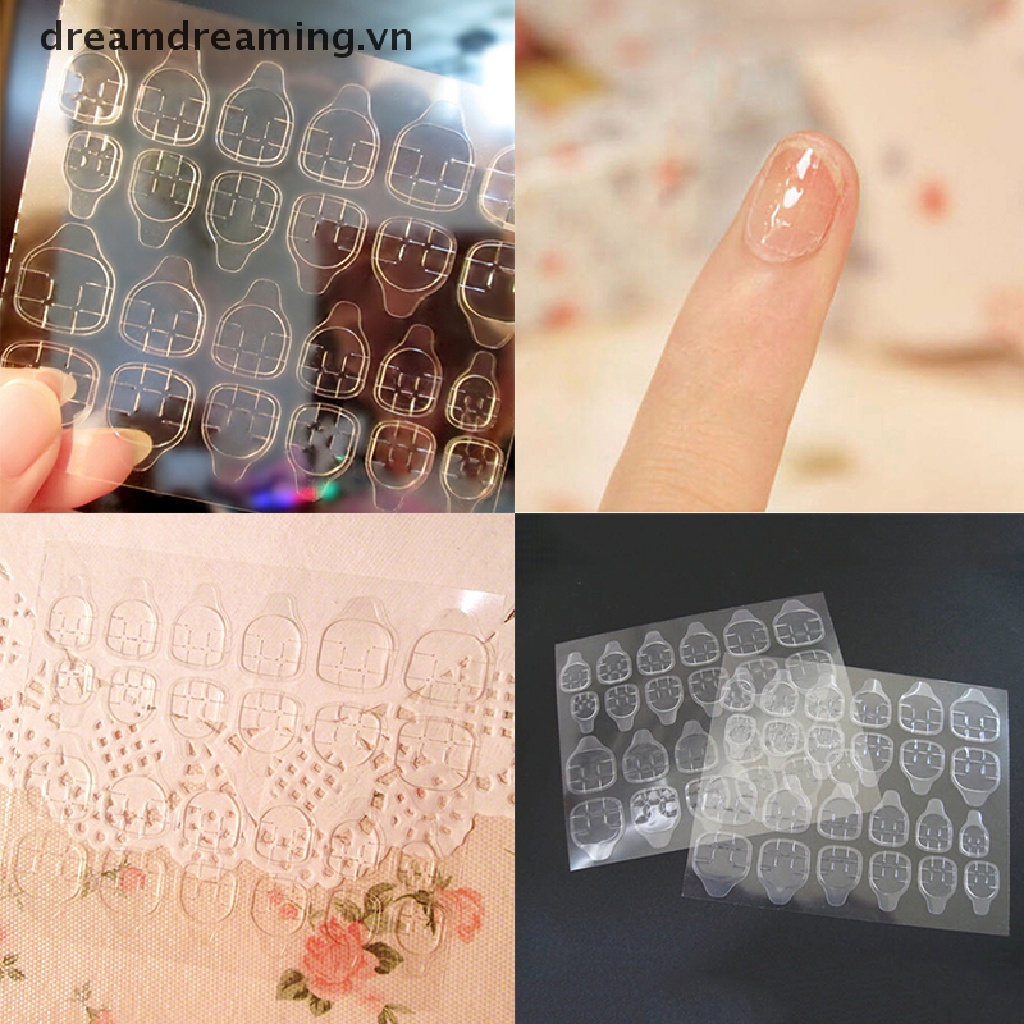 (Hàng Mới Về) Bộ 24 Móng Tay Giả 2 Mặt Trong Suốt Chắc Chắn