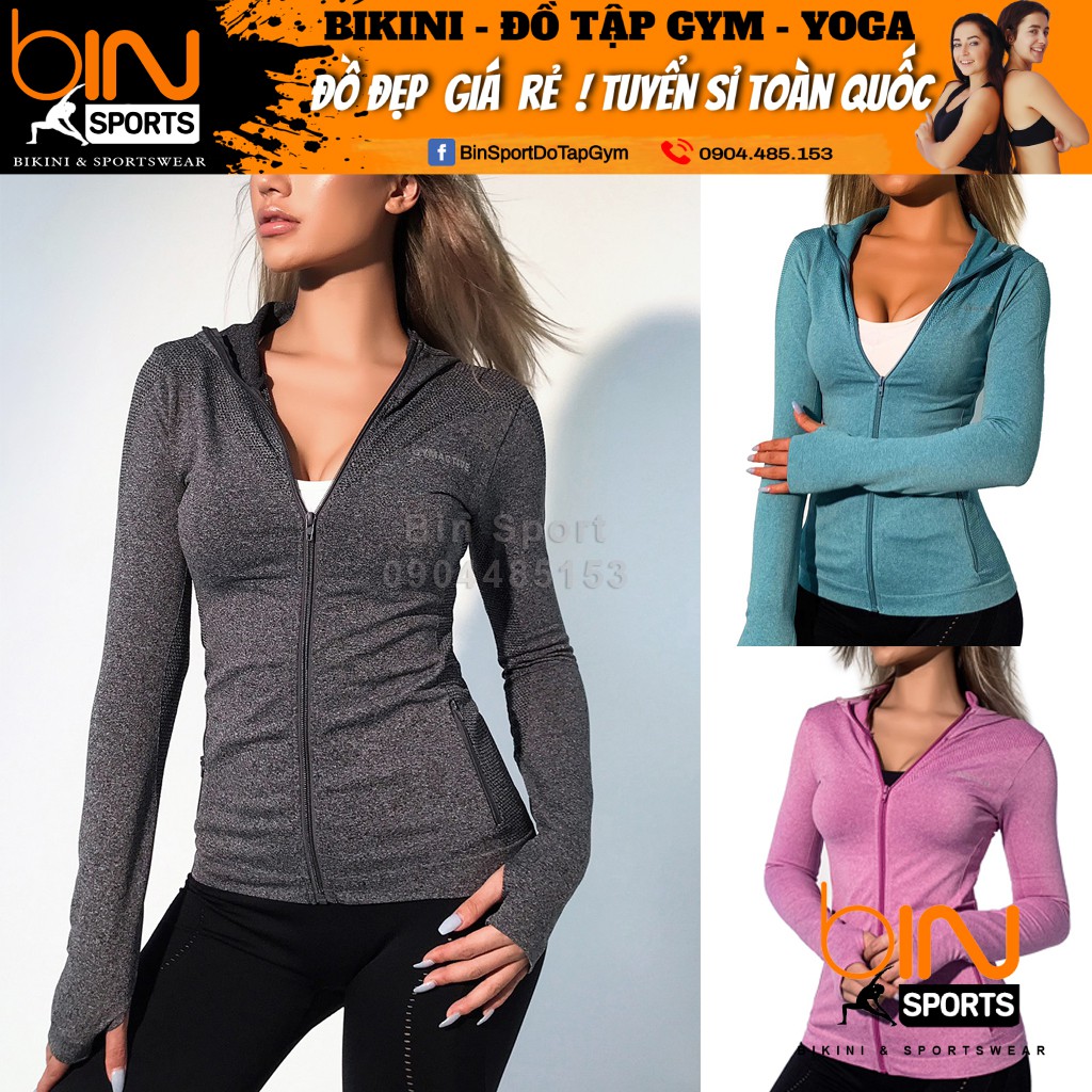 Áo Khoác Thể Thao GYM YOGA Dệt Kim Có Tuí Gymactive Bin Sports A092