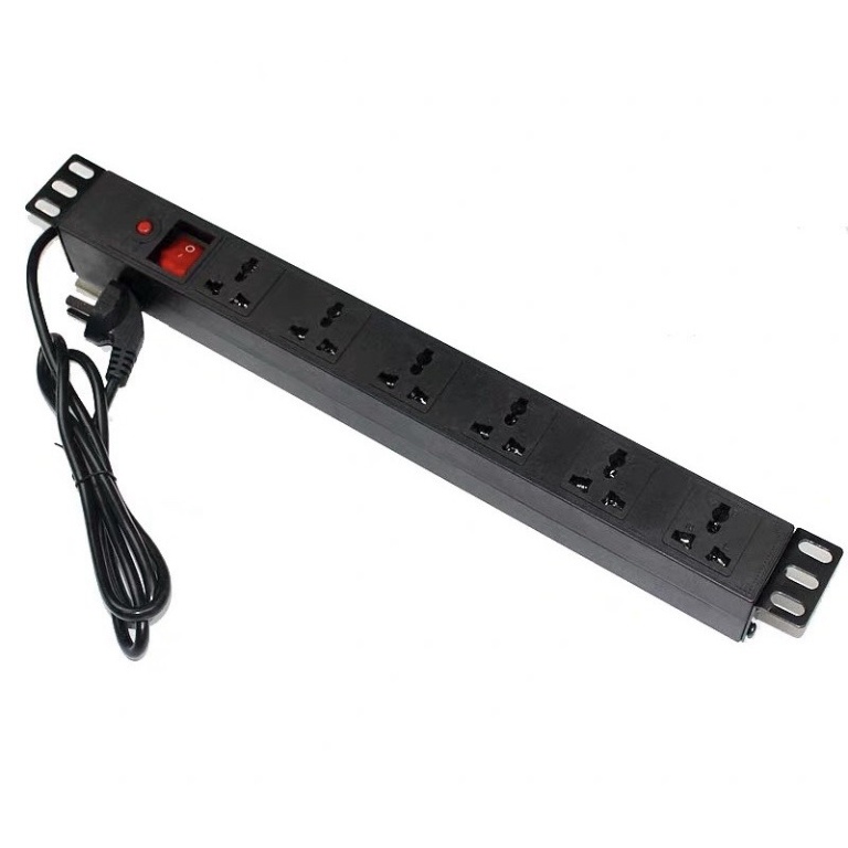 Ổ cắm nguồn PDU 6 chấu loại 3 chân cắm dùng cho tủ rack 19"