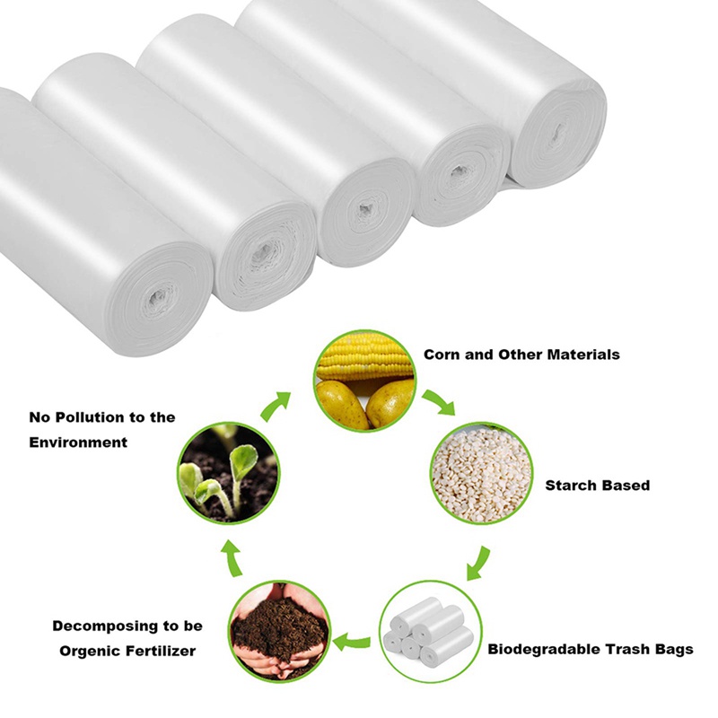 Set 100 túi đựng rác màu trắng có thể phân hủy được (20-30 L)