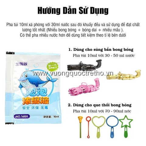 Nước pha xà phòng cho súng bắn bong bóng, Gói xà phòng đậm đặc dùng cho súng bắn bong bóng