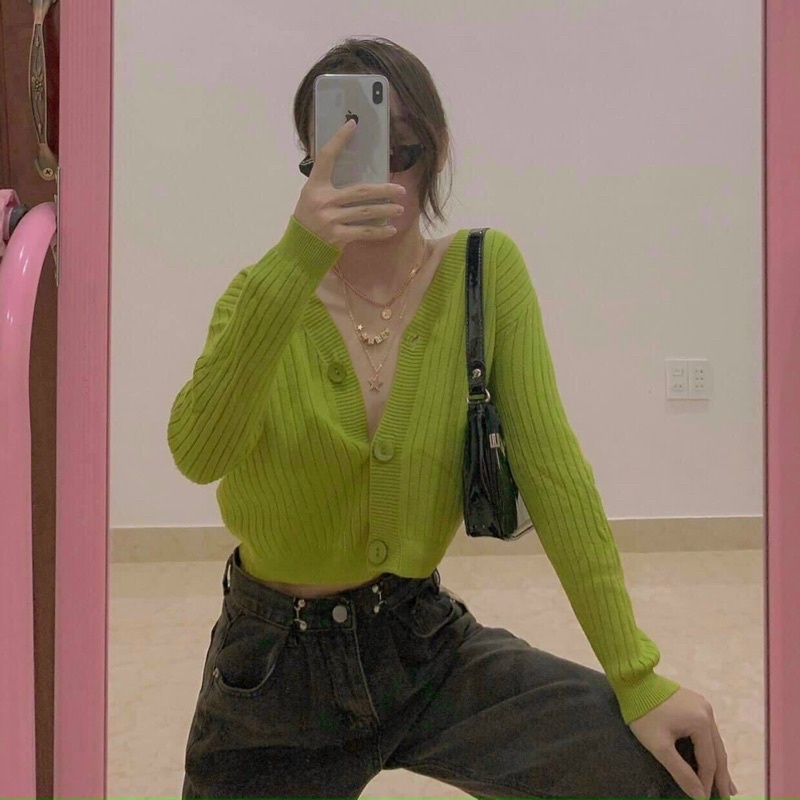 Áo khoác len gân nút gài (chất đẹp)