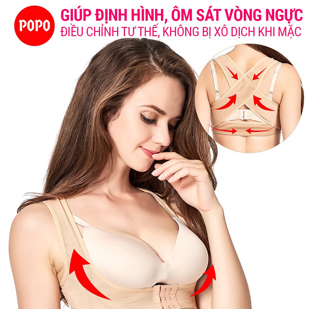 Đai đeo nắn chỉnh định hình tư thế chống gù BC5 dành cho nữ chất vải thun thoáng khí giúp định hình giảm đau nhức POPO