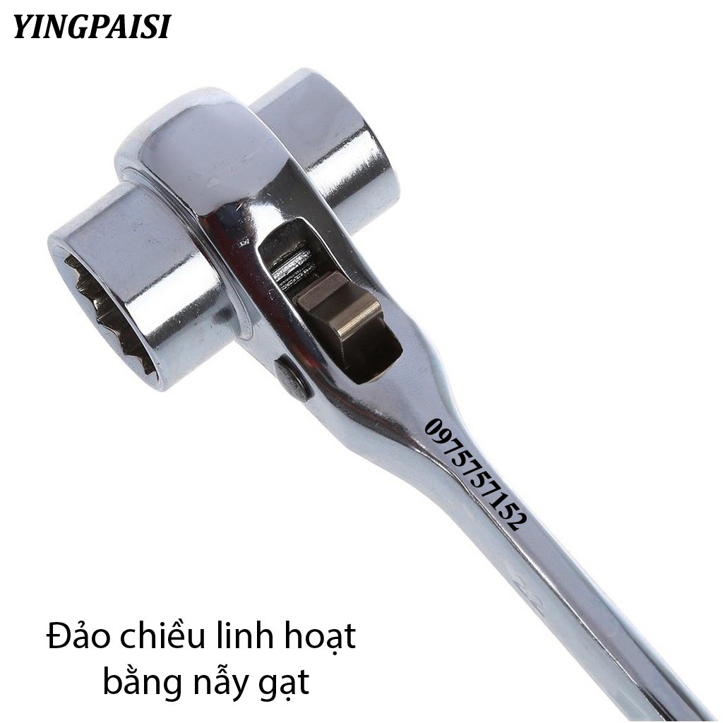 Cờ lê đuôi chuột trắng 13-17 mm, cờ lê giàn giáo tự động YINGPAISI thép CR-V, tuýp giàn giáo đa năng 2 đầu (Màu trắng)