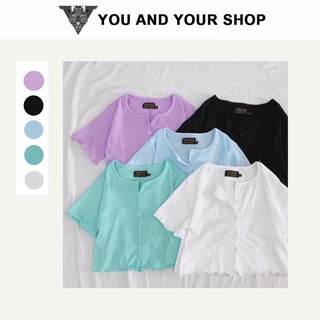 Áo CropTop tay ngắn YAYSHOP phong cách Hàn Quốc chất thun gân mềm Cuốn Biên cực xinh xắn